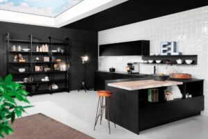 schwarze Küche im Industrial Style
